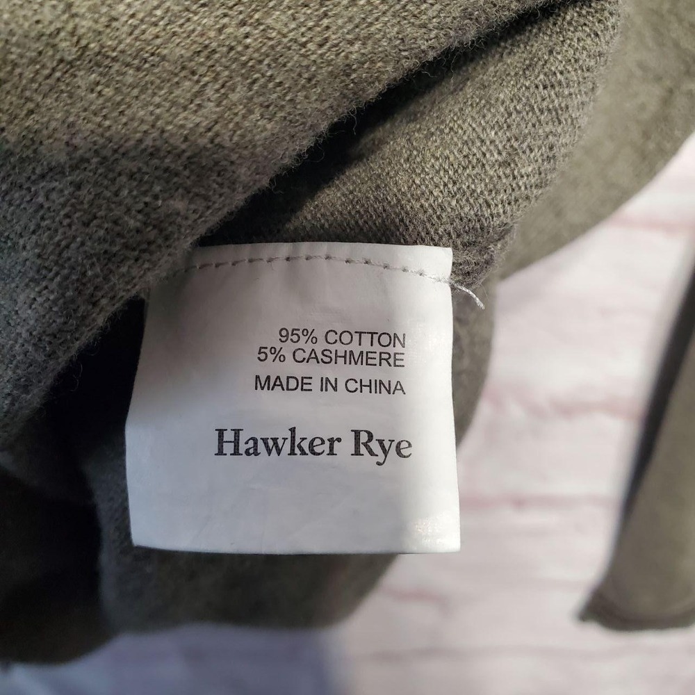 Hawker Rye Sweater Mens 2XL Olive Tan‎ Quarter Zip Cotton Cashmere Lightweight - Picture 9 of 11